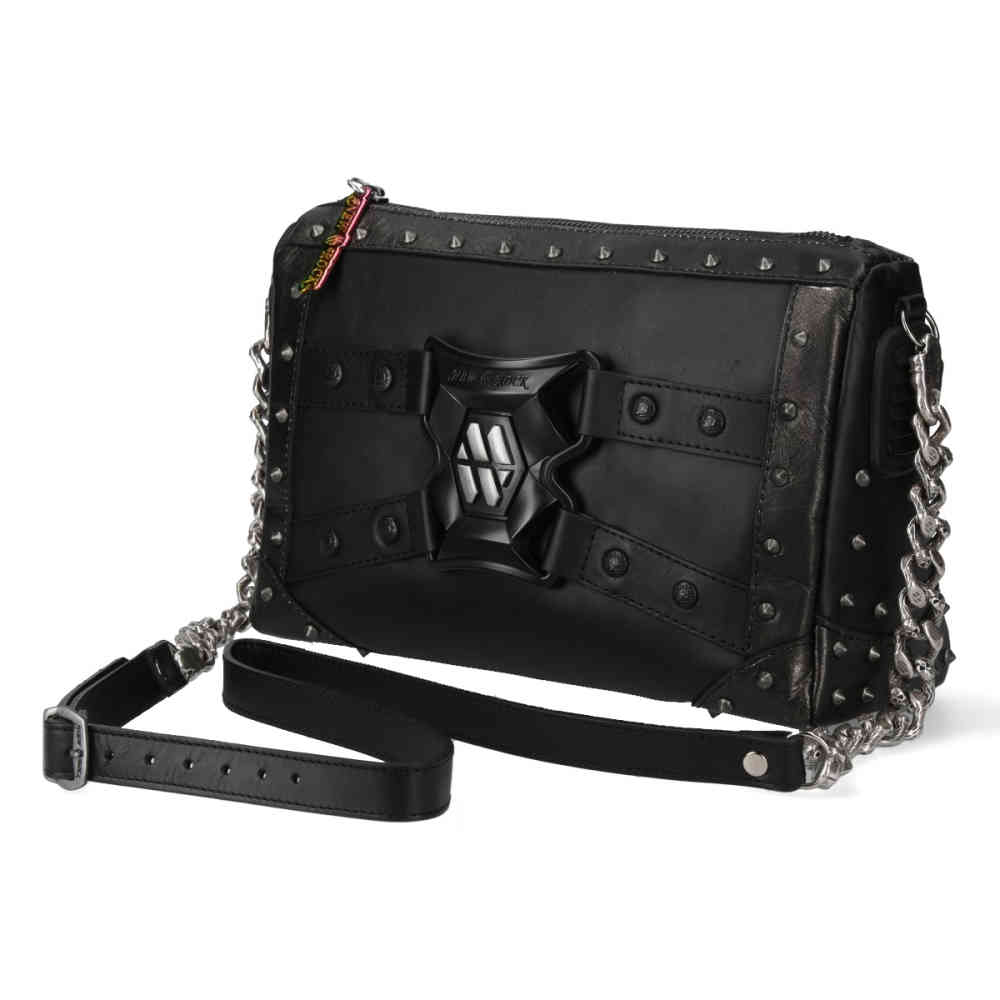 New Rock - M-BAG049A-S2 Schultertasche - Schwarz/Silberfarben
